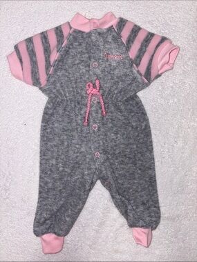 Playskool play j’s Pink gray terry cloth short sleeve romper newborn